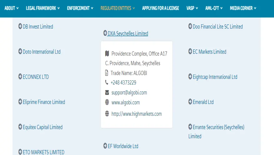 هل HighMarkets وسيط مرخص؟